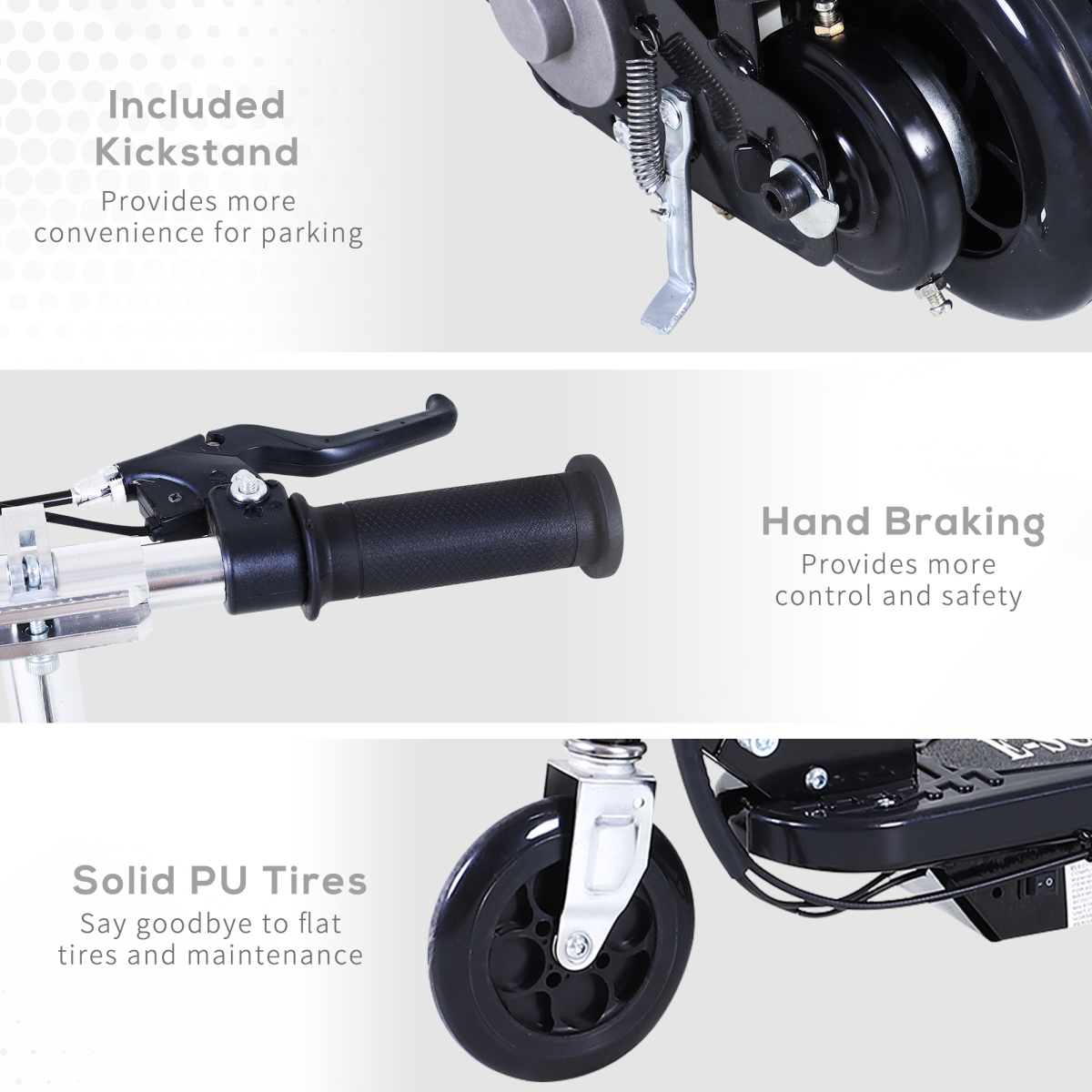 Kids Foldable Electric Powered Scooter 120W Toy Brake Kickstand Black HOMCOM