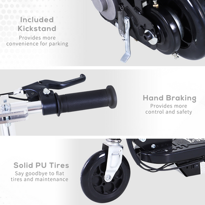 Kids Foldable Electric Powered Scooter 120W Toy Brake Kickstand Black HOMCOM