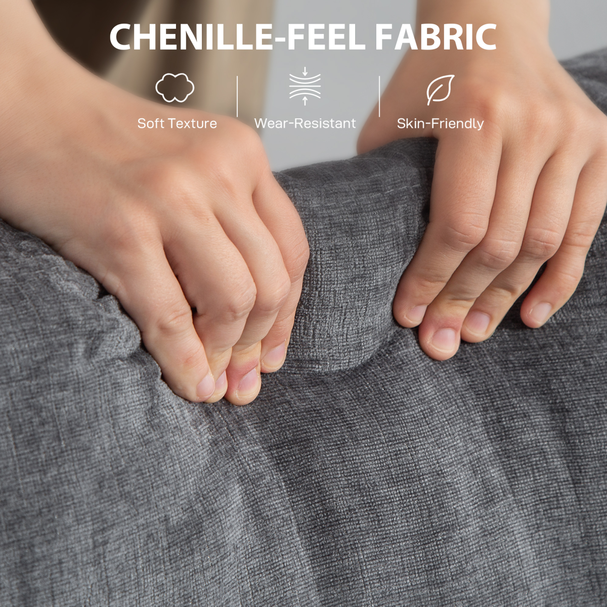 HOMCOM 3 Seater Sofa, Fabric Sofa with USB Ports and Cup Holders, Grey