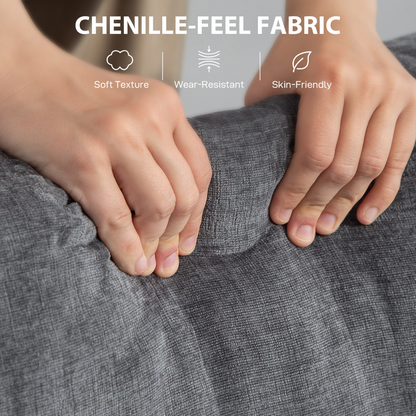 HOMCOM 3 Seater Sofa, Fabric Sofa with USB Ports and Cup Holders, Grey