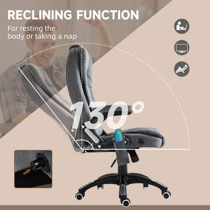 Executive Reclining Chair w/ Heating Massage Points Relaxing Headrest Grey