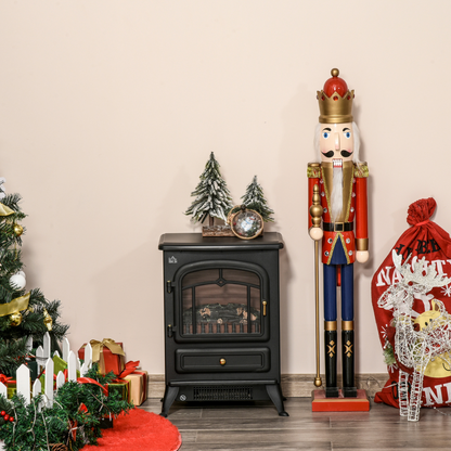 Electric Fire Place 1850W Heater Wood Burning Effect Flame Portable Black