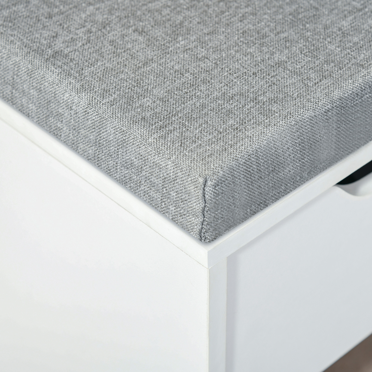 HOMCOM Shoe Storage Cabinet Bench w/ Cushion Adjustable Shelves White and Grey