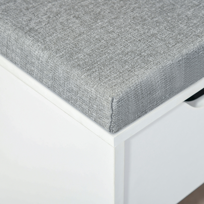HOMCOM Shoe Storage Cabinet Bench w/ Cushion Adjustable Shelves White and Grey