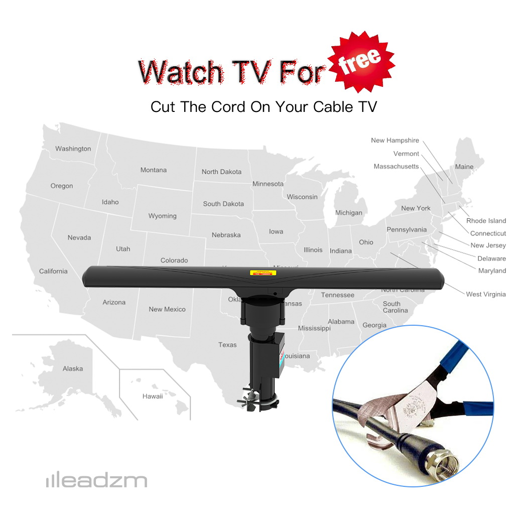 10000 110V 40-860MHz 20±3dB 350°Rotation UV Dual-band Outdoor Antenna Black