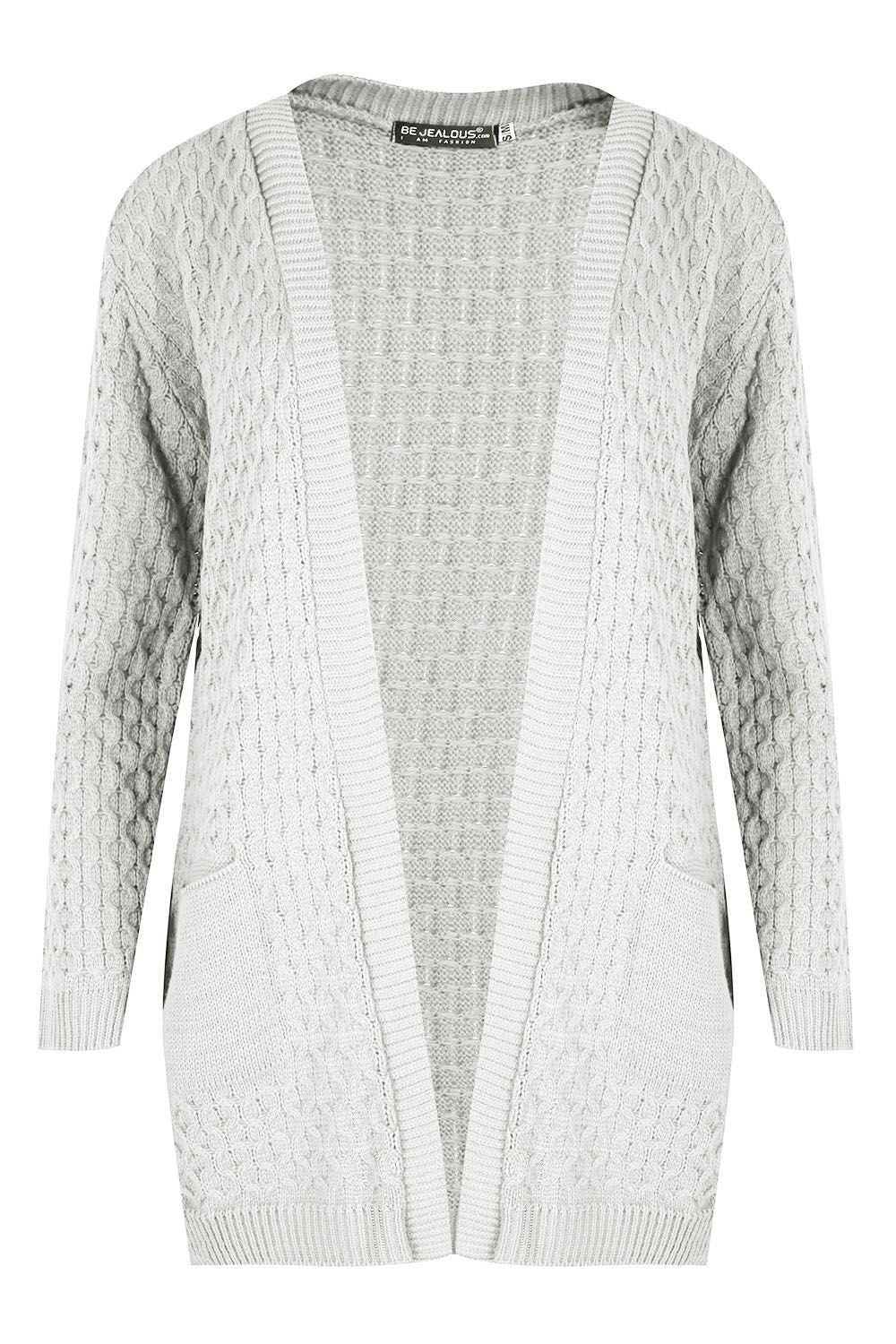 Cozy Women's Chunky Knitted Grandad Cardigan - Stylish Baggy Boyfriend Jumper with Open Pockets