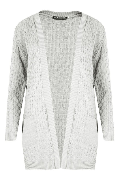 Cozy Women's Chunky Knitted Grandad Cardigan - Stylish Baggy Boyfriend Jumper with Open Pockets