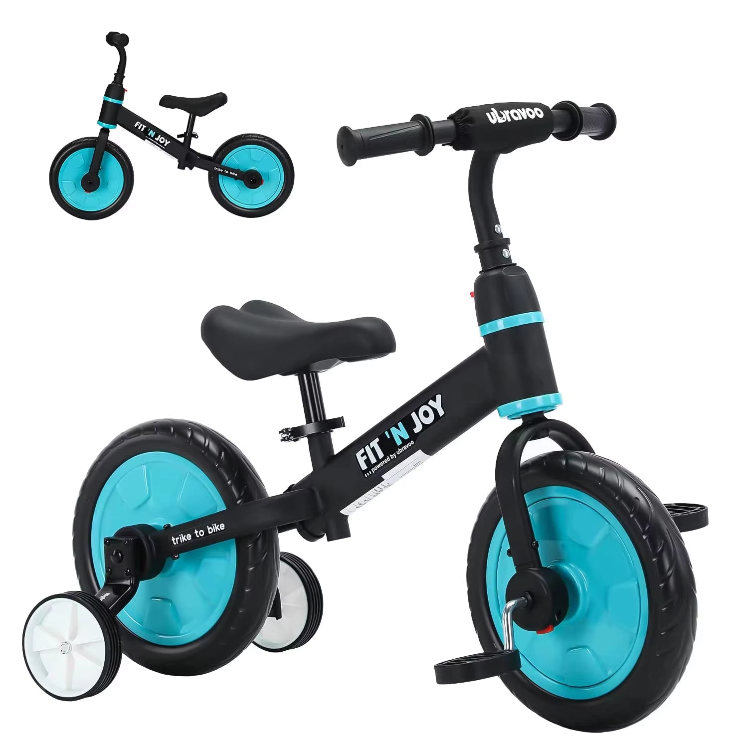 UBRAVOO Fit 'N Joy 4-in-1 Beginner Balance Bike for Toddlers 2-4 - Perfect for Boys & Girls with Pedals and Training Wheels