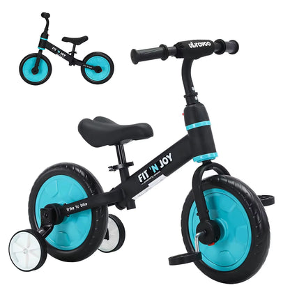 UBRAVOO Fit 'N Joy 4-in-1 Beginner Balance Bike for Toddlers 2-4 - Perfect for Boys & Girls with Pedals and Training Wheels