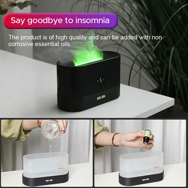Color-Changing Portable Cool Mist USB Humidifier & Aroma Diffuser with Fire Flame Effect
