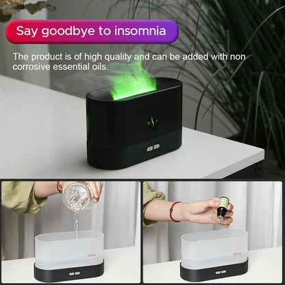 Color-Changing Portable Cool Mist USB Humidifier & Aroma Diffuser with Fire Flame Effect