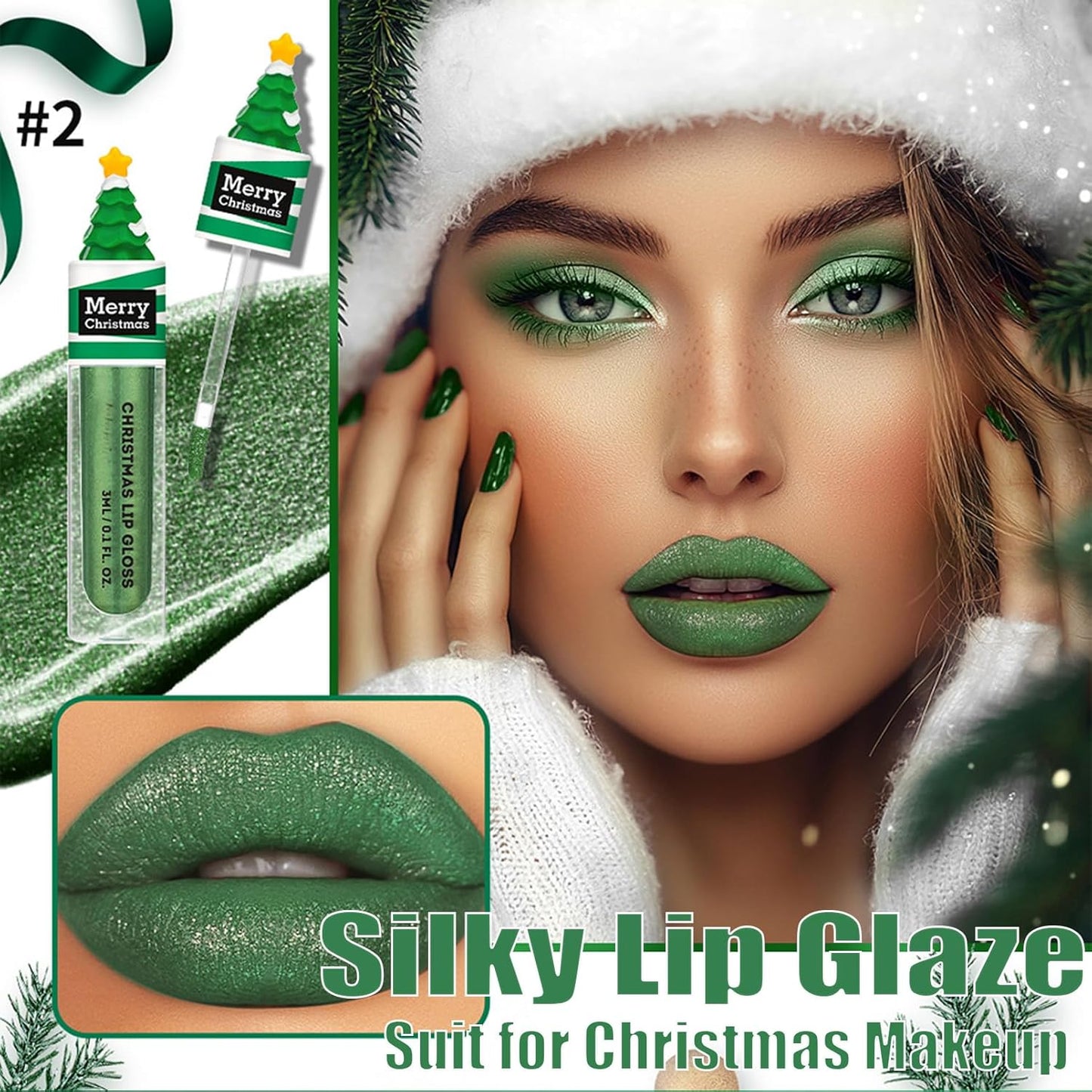 Festive Christmas Lip Gloss Set - 6 Stunning Matte & Pearlescent Shades, Ideal Holiday Gift for Teens & Women, Waterproof & Silky Finish