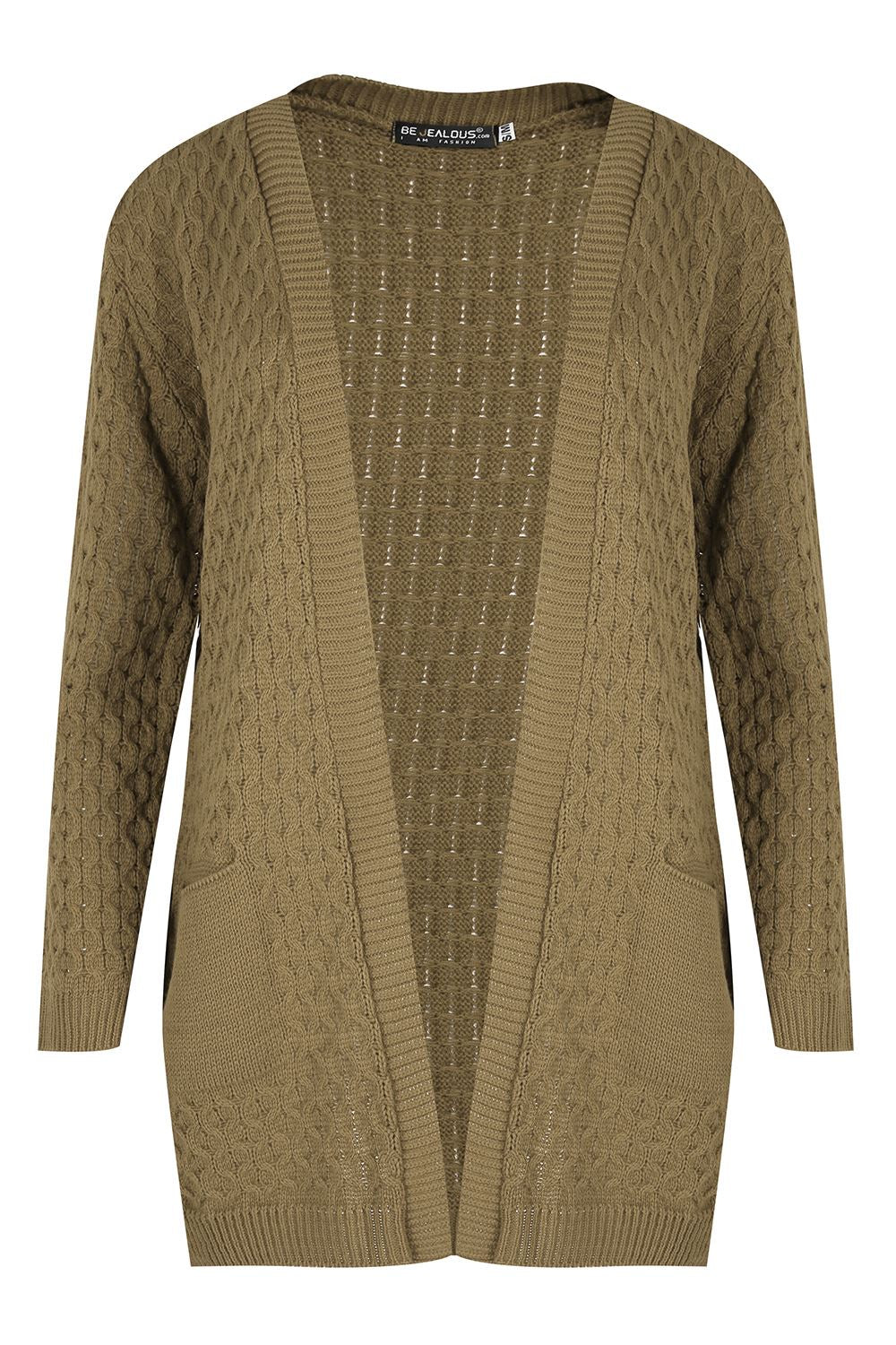 Cozy Women's Chunky Knitted Grandad Cardigan - Stylish Baggy Boyfriend Jumper with Open Pockets