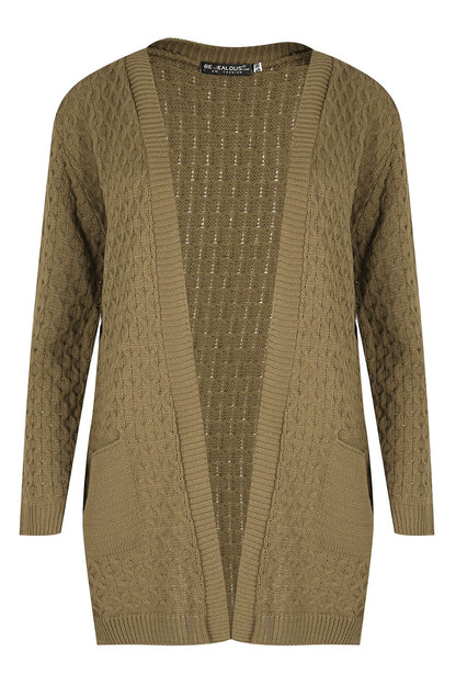 Cozy Women's Chunky Knitted Grandad Cardigan - Stylish Baggy Boyfriend Jumper with Open Pockets