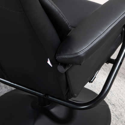 HOMCOM PU Leather Swivel Recliner Armchair with Ottoman, Black