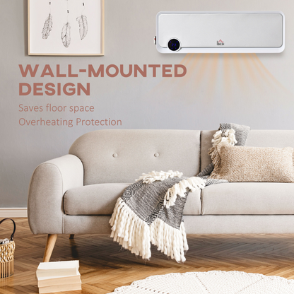 Wall Mounted Downflow Ceramic Heater with 12h  Timer, Remote