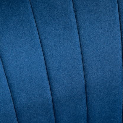 Velvet-Feel Accent Chair w/ Ottoman Tub Seat Padding Wood Legs Dark Blue