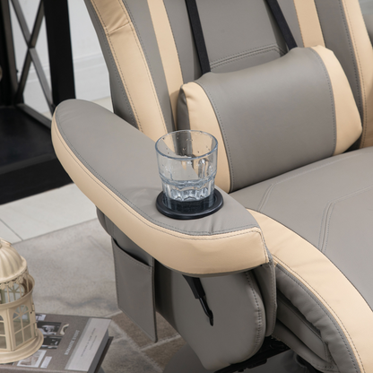 Manual Recliner Armchair PU Sofa Chair w/ Adjustable Leg Rest & 135� Reclining