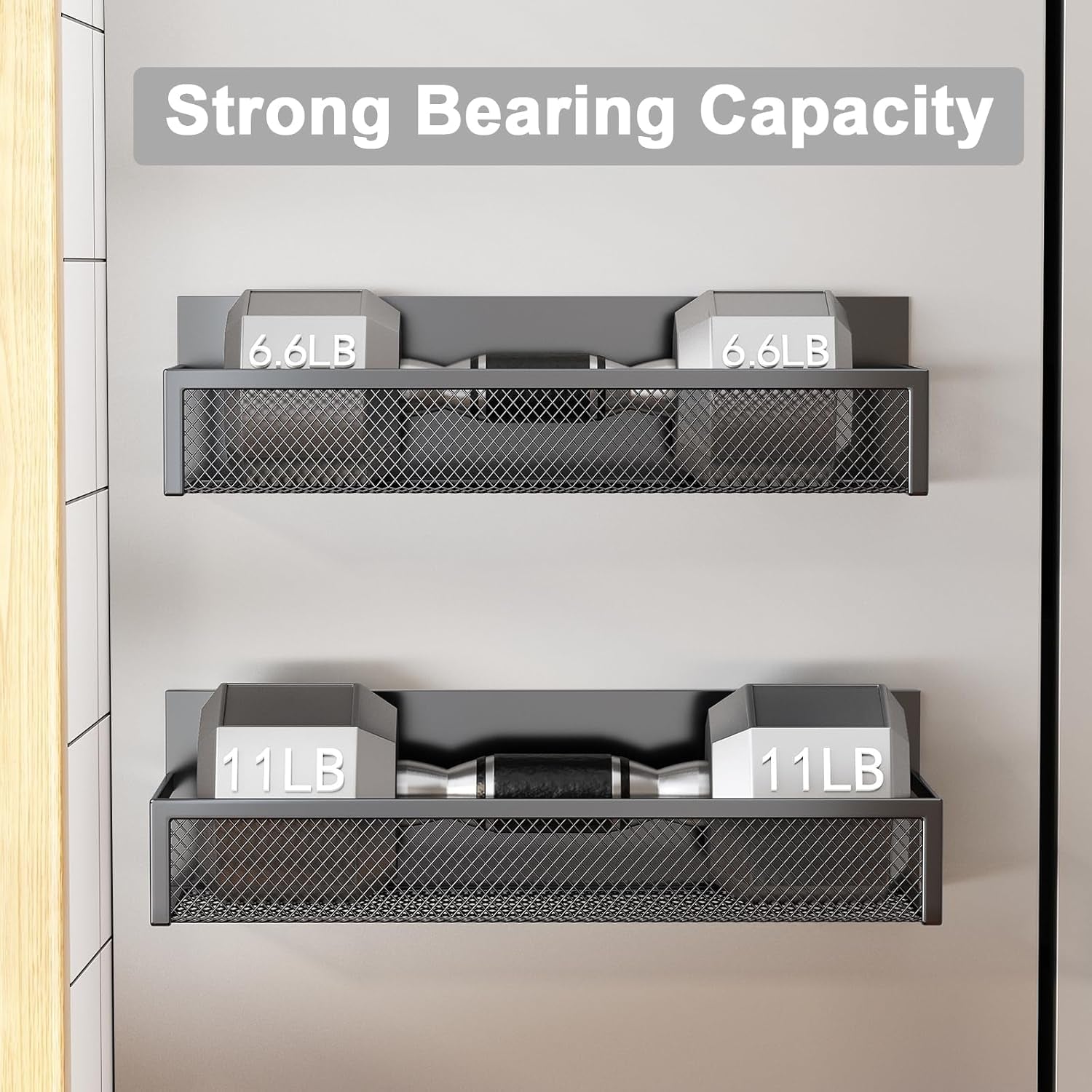 Magnetic Spice Rack Set - 2 Pack Fridge Organizer with Moveable Hooks for Ultimate Kitchen Storage