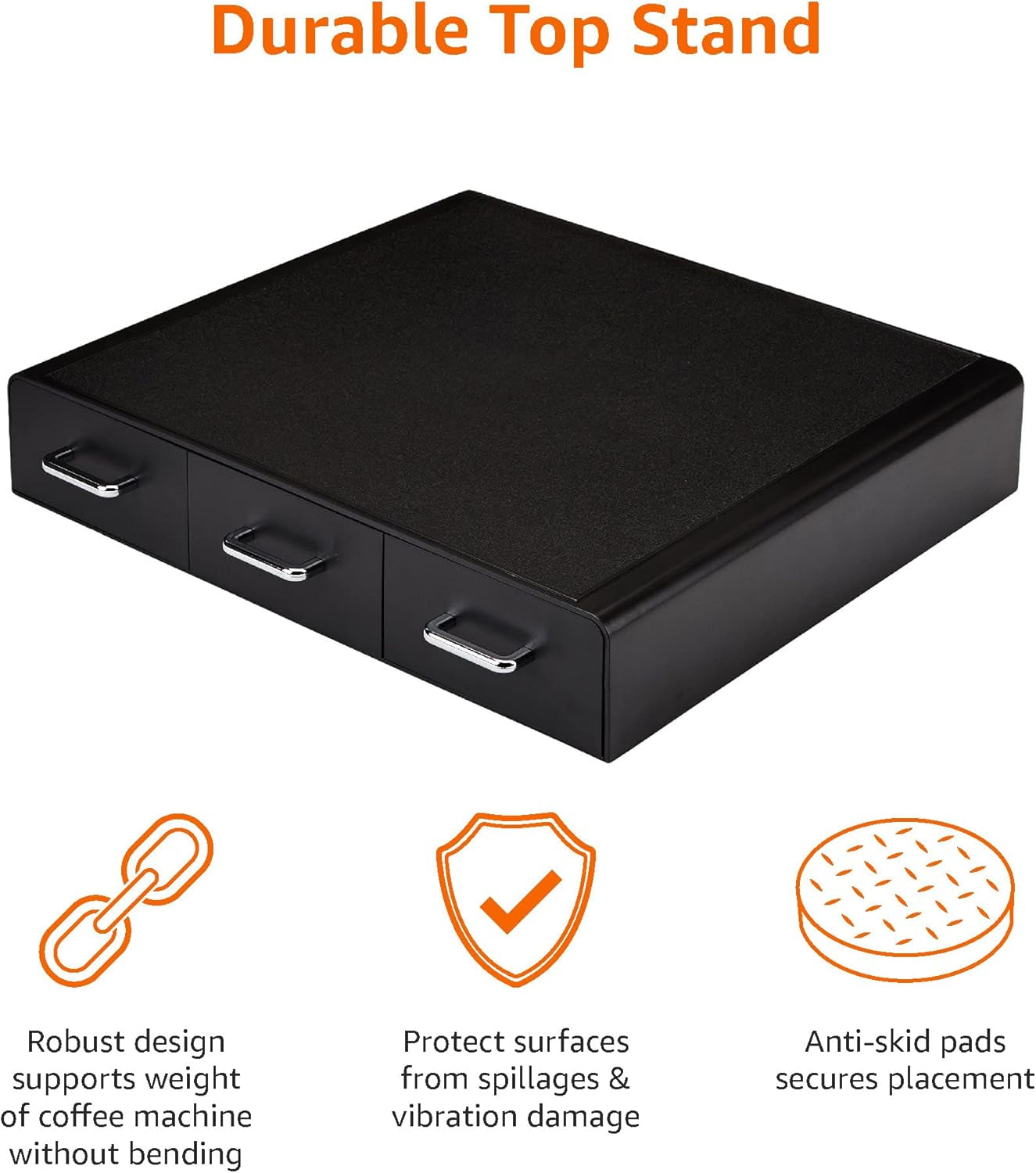 Sleek Black Coffee Pods Storage Drawer - Holds 36 K-Cup Pods for Easy Access