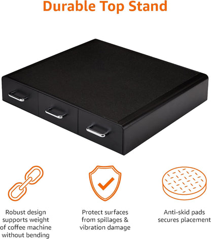 Sleek Black Coffee Pods Storage Drawer - Holds 36 K-Cup Pods for Easy Access