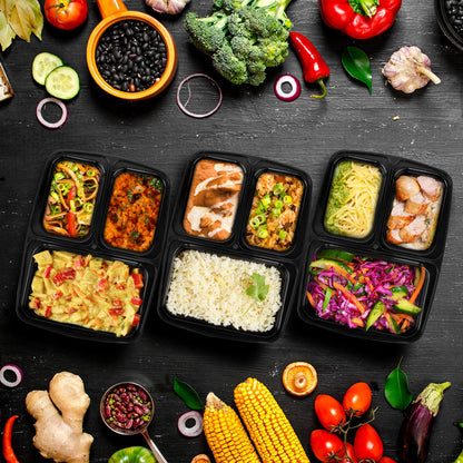 1x Meal Prep Container 3 Partitions 10PK