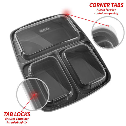 1x Meal Prep Container 3 Partitions 10PK