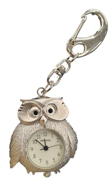 Imperial Key Chain Clock Owl Silver IMP744- CLEARANCE NEEDS RE-BATTERY