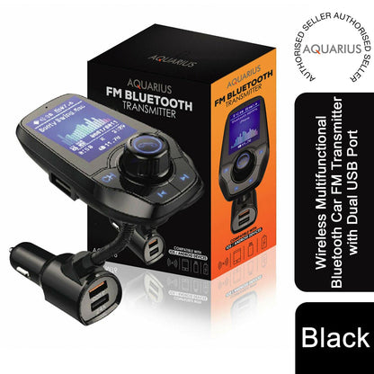 Aquarius WirelessMultifunctional Bluetooth Car FM Transmitter with Dual USB Port