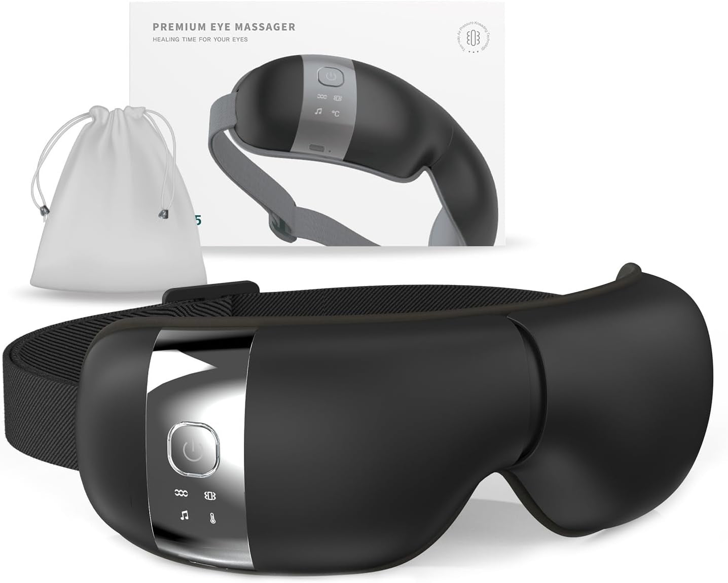 Hubicare Eye Massager - Heat, Vibration & Music for Stress Relief, Dark Circle Reduction, and Enhanced Sleep - Perfect Gift for Men & Women (Ivory)