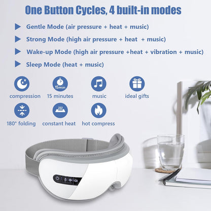 Revitalize Your Eyes:  Heated Bluetooth Eye Massage Mask - Perfect Christmas Gift for Men & Women!