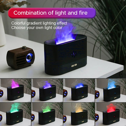 Color-Changing Portable Cool Mist USB Humidifier & Aroma Diffuser with Fire Flame Effect