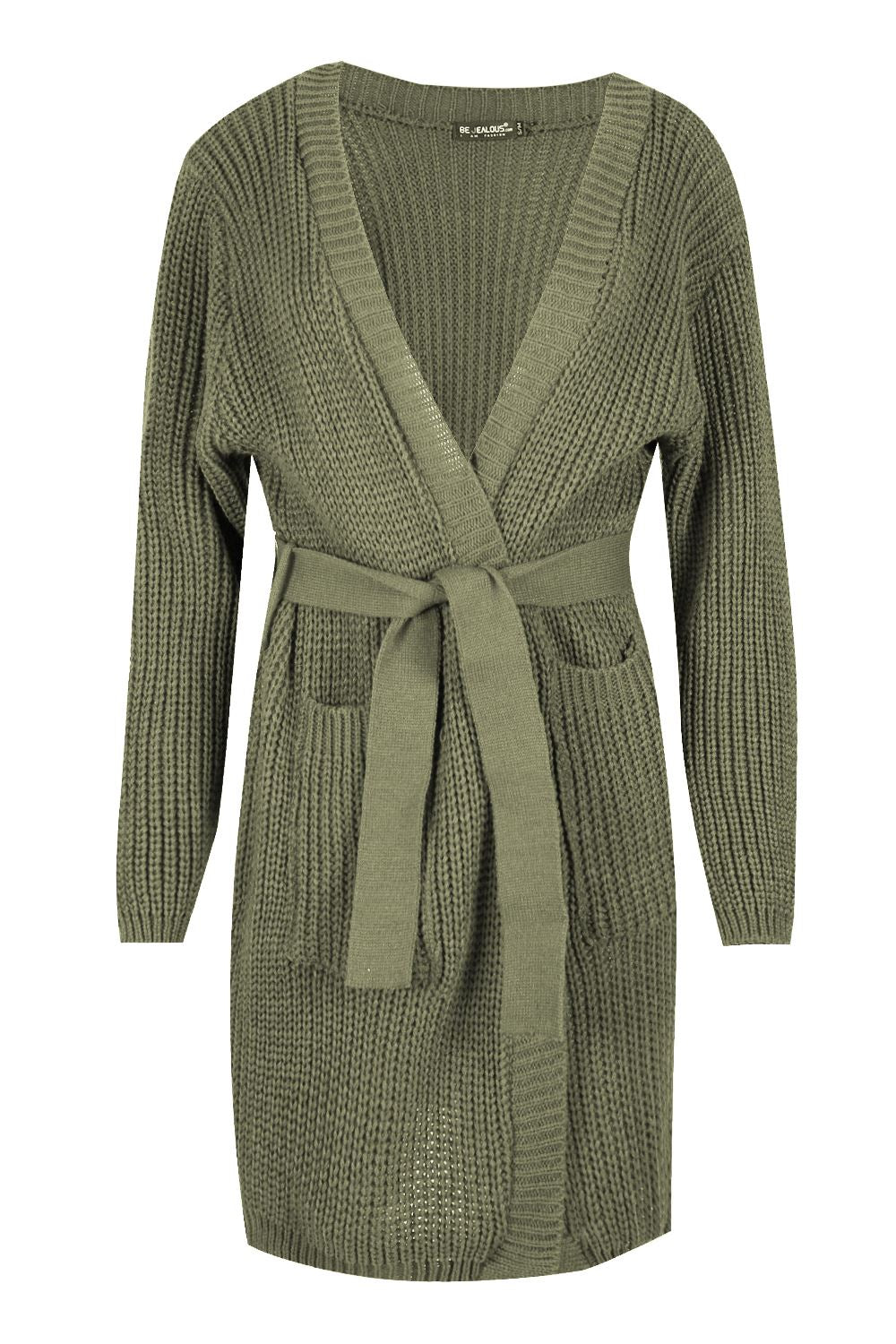 Cozy Women's Chunky Knitted Grandad Cardigan - Stylish Baggy Boyfriend Jumper with Open Pockets