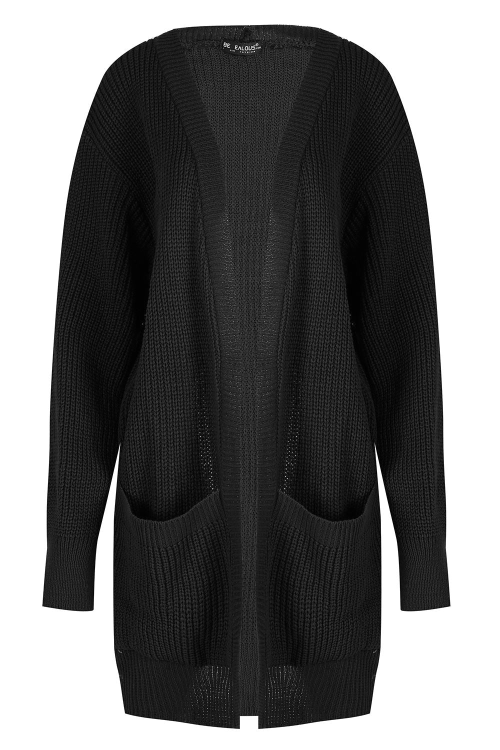 Cozy Women's Chunky Knitted Grandad Cardigan - Stylish Baggy Boyfriend Jumper with Open Pockets