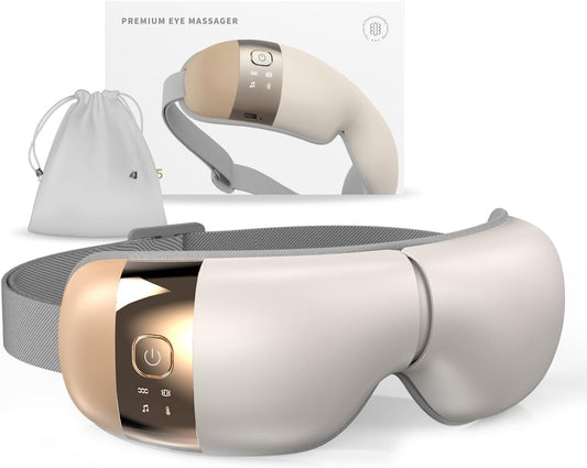 Hubicare Eye Massager - Heat, Vibration & Music for Stress Relief, Dark Circle Reduction, and Enhanced Sleep - Perfect Gift for Men & Women (Ivory)