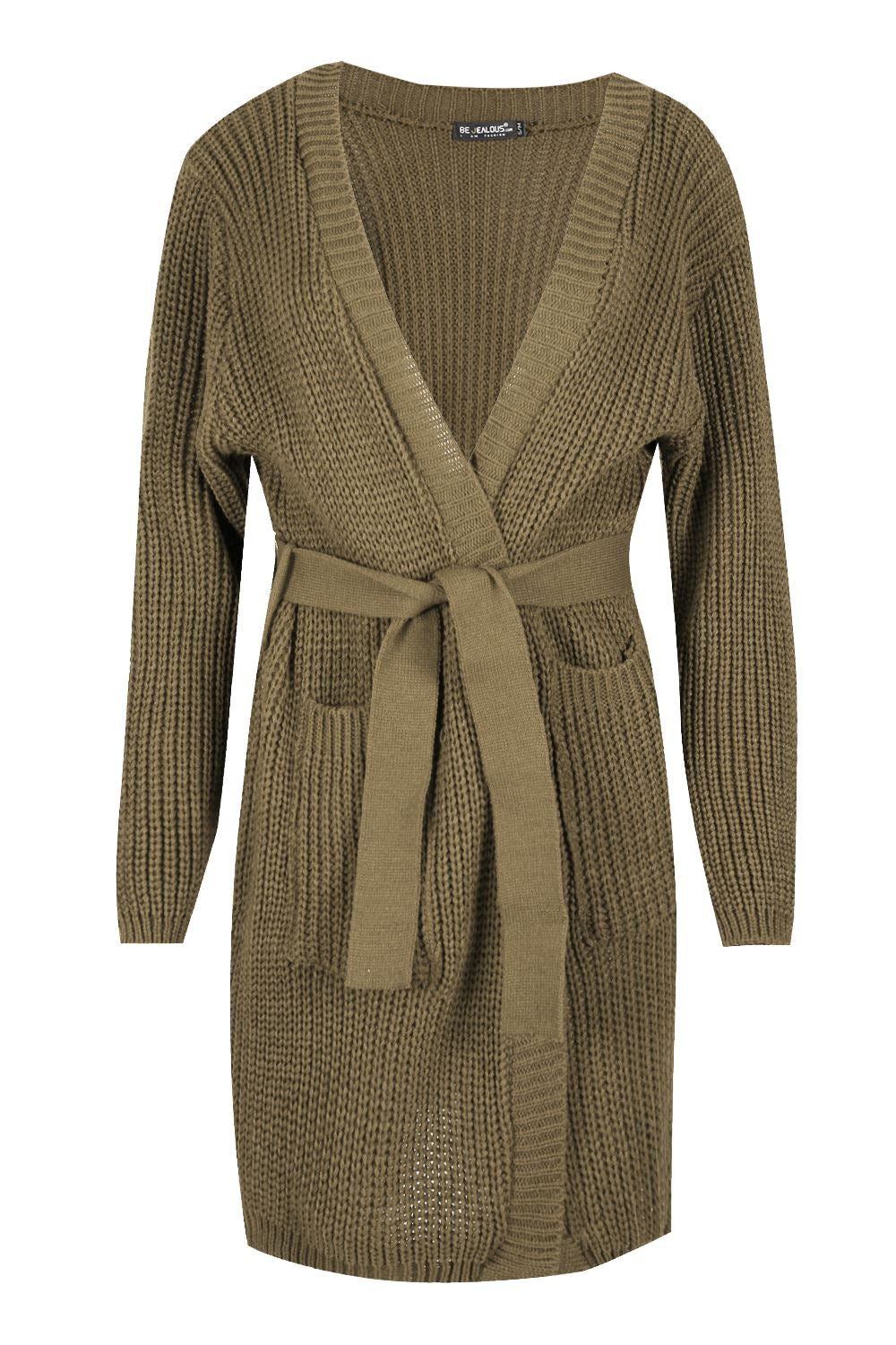 Cozy Women's Chunky Knitted Grandad Cardigan - Stylish Baggy Boyfriend Jumper with Open Pockets