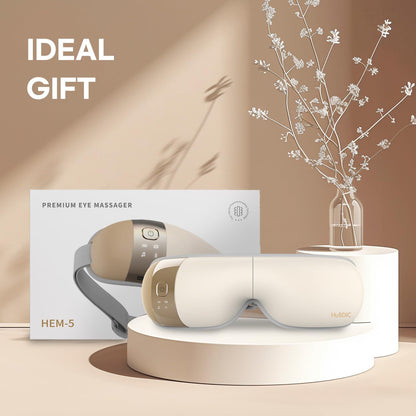Hubicare Eye Massager - Heat, Vibration & Music for Stress Relief, Dark Circle Reduction, and Enhanced Sleep - Perfect Gift for Men & Women (Ivory)
