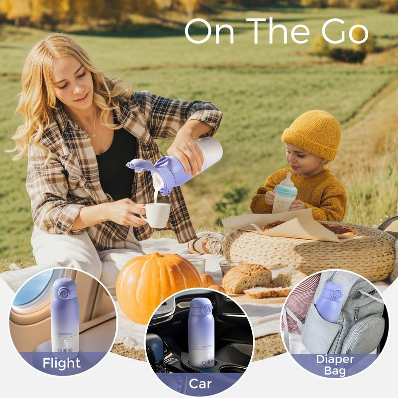 Momfann Portable Bottle Warmer for Travel, Dual Heating Modes for Breastmilk & Water on the Go, Portable Bottle Milk Warmer with Fast Heating & Long Battery Life, 12 Ounces Large Capacity