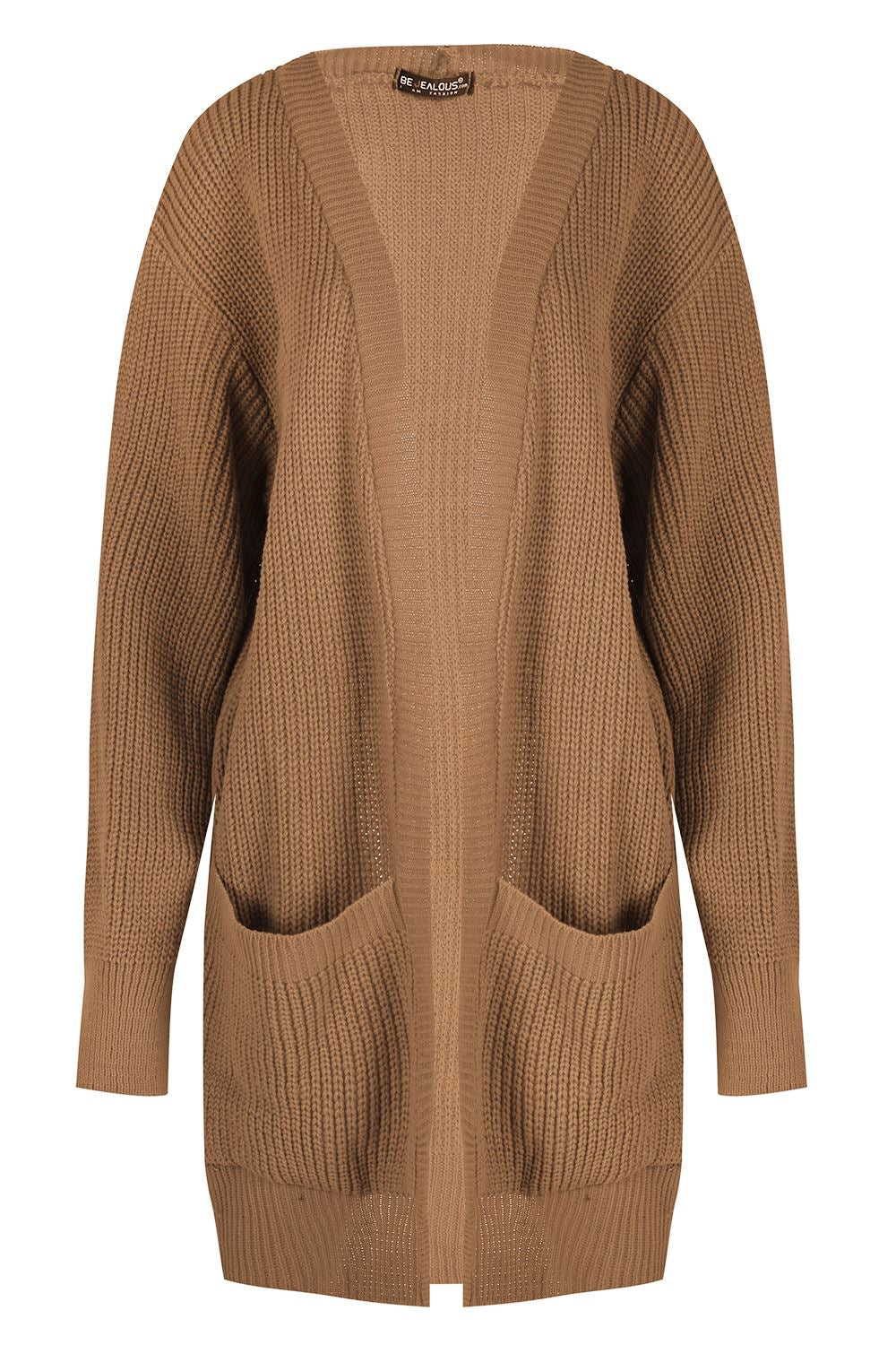 Cozy Women's Chunky Knitted Grandad Cardigan - Stylish Baggy Boyfriend Jumper with Open Pockets