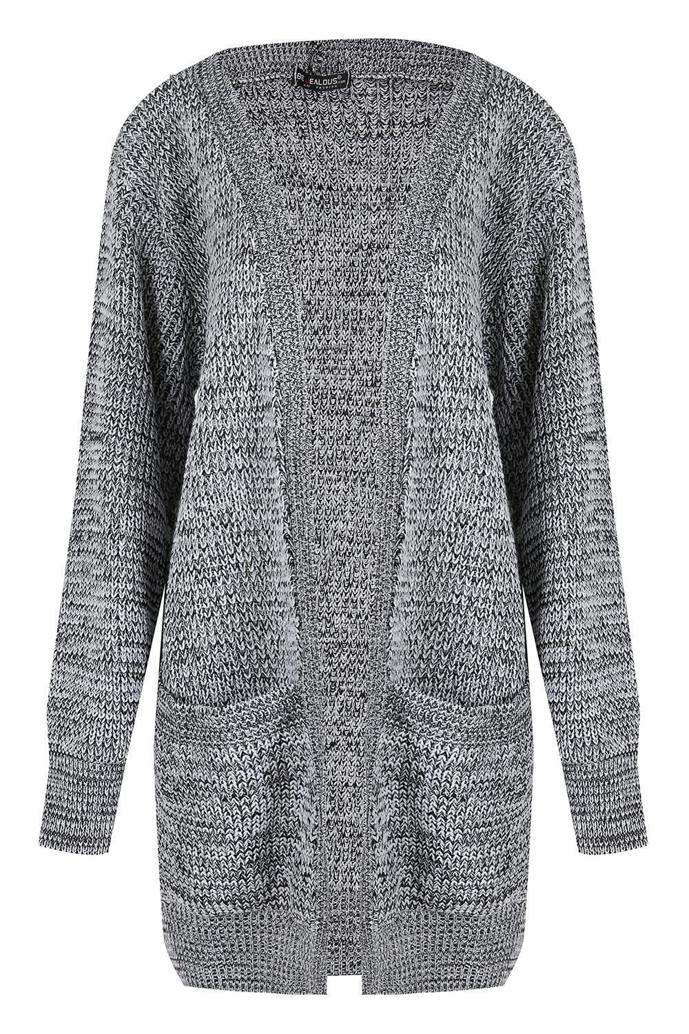Cozy Women's Chunky Knitted Grandad Cardigan - Stylish Baggy Boyfriend Jumper with Open Pockets