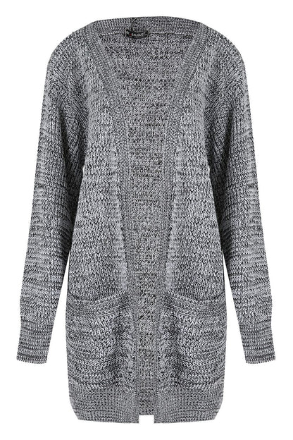 Cozy Women's Chunky Knitted Grandad Cardigan - Stylish Baggy Boyfriend Jumper with Open Pockets