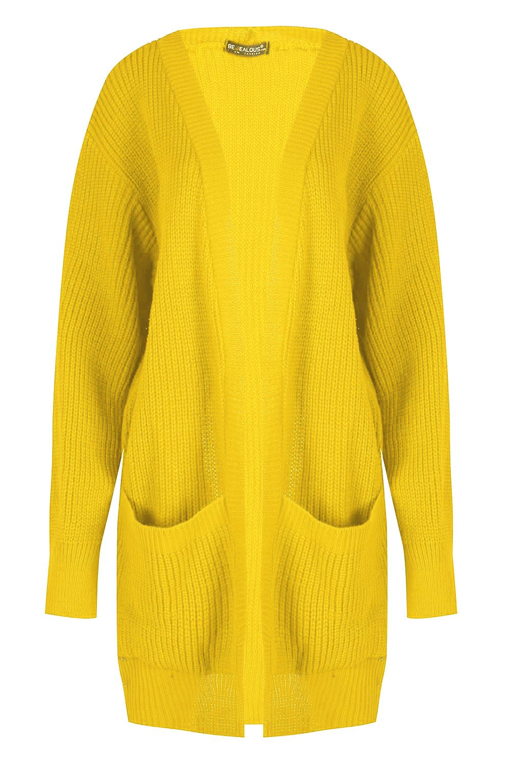 Cozy Women's Chunky Knitted Grandad Cardigan - Stylish Baggy Boyfriend Jumper with Open Pockets