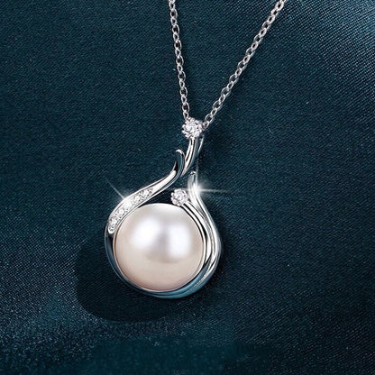 Elegant 925 Sterling Silver Crystal Pearl Pendant Necklace - Perfect Gift for Women & Girls in the UK