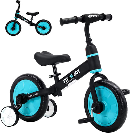 UBRAVOO Fit 'N Joy 4-in-1 Beginner Balance Bike for Toddlers 2-4 - Perfect for Boys & Girls with Pedals and Training Wheels
