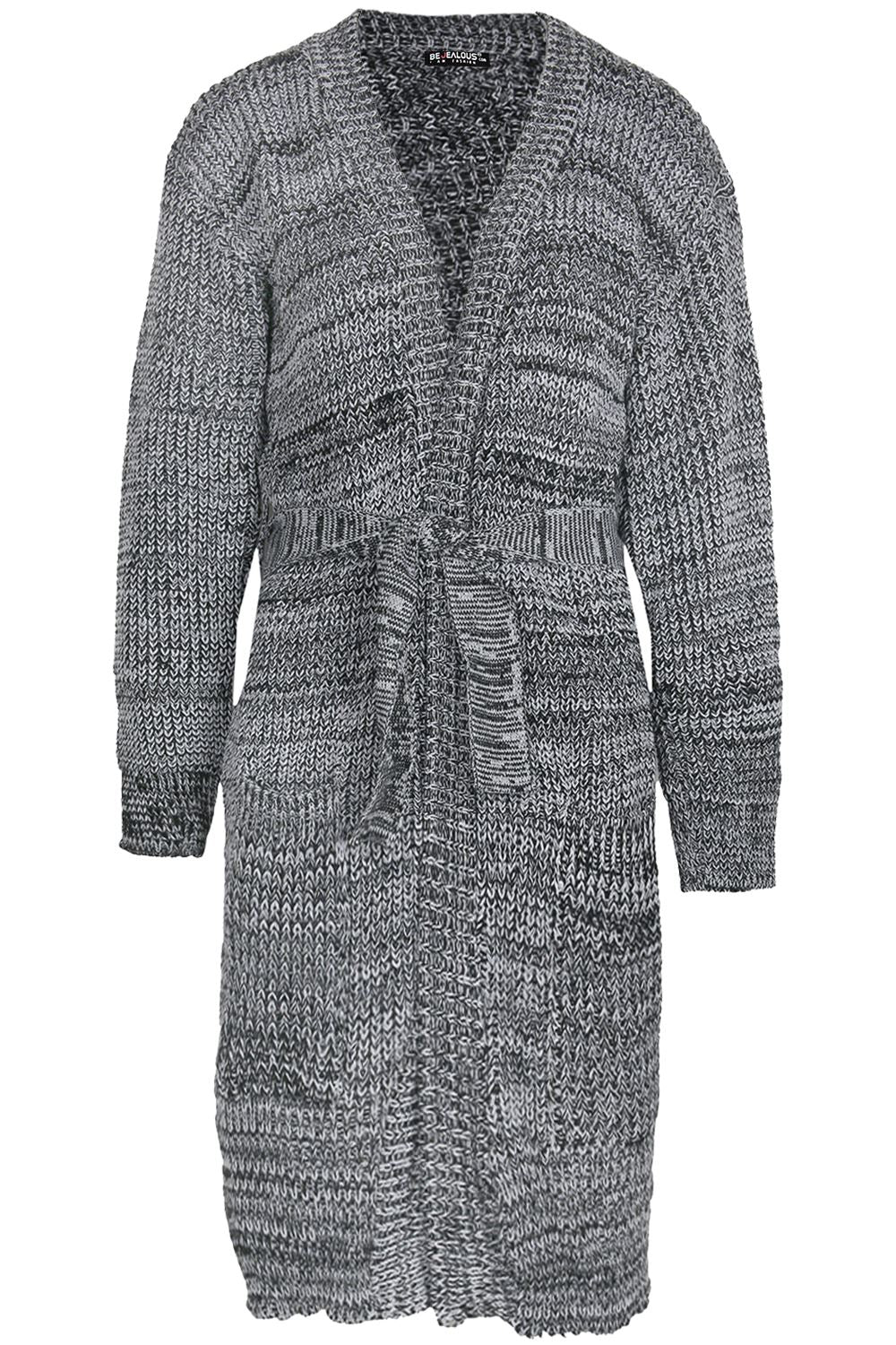 Cozy Women's Chunky Knitted Grandad Cardigan - Stylish Baggy Boyfriend Jumper with Open Pockets