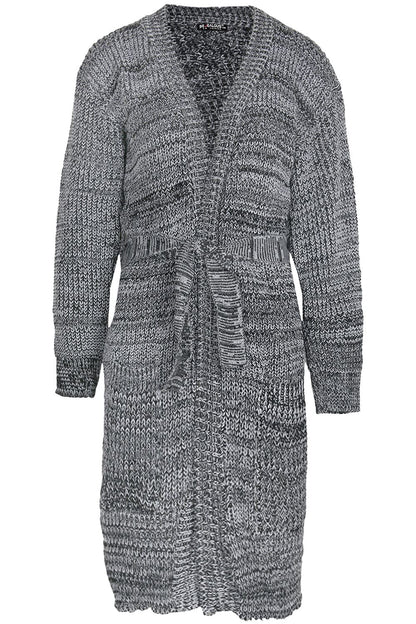 Cozy Women's Chunky Knitted Grandad Cardigan - Stylish Baggy Boyfriend Jumper with Open Pockets