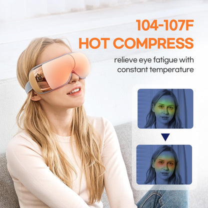 Hubicare Eye Massager - Heat, Vibration & Music for Stress Relief, Dark Circle Reduction, and Enhanced Sleep - Perfect Gift for Men & Women (Ivory)