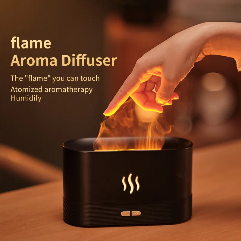 Color-Changing Portable Cool Mist USB Humidifier & Aroma Diffuser with Fire Flame Effect