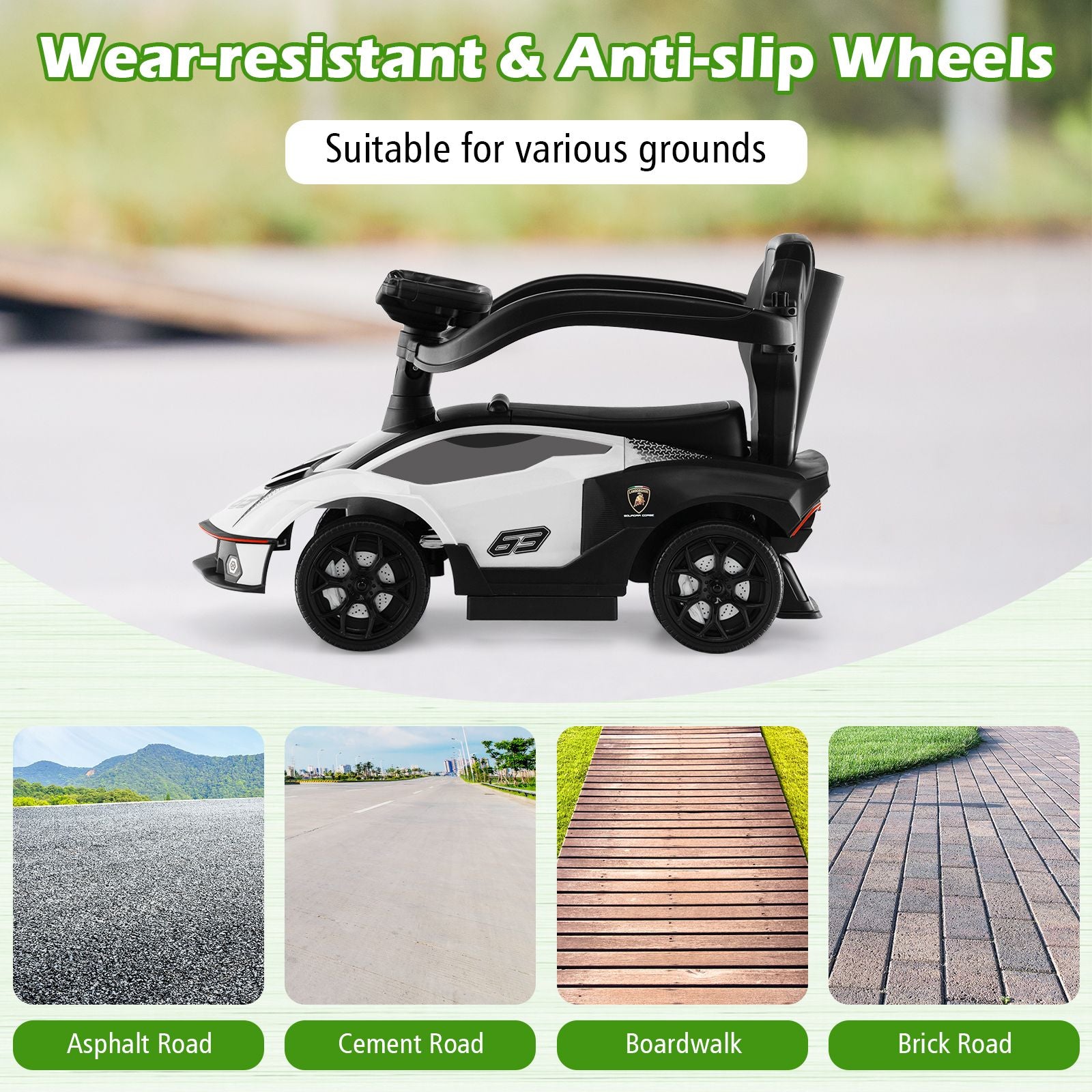 Kids Lamborghini Ride-On Car with Push Handle - Ultimate Fun for Little Racers!