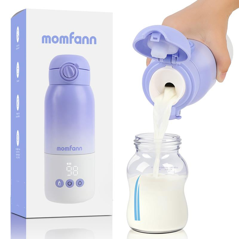 Momfann Portable Bottle Warmer for Travel, Dual Heating Modes for Breastmilk & Water on the Go, Portable Bottle Milk Warmer with Fast Heating & Long Battery Life, 12 Ounces Large Capacity